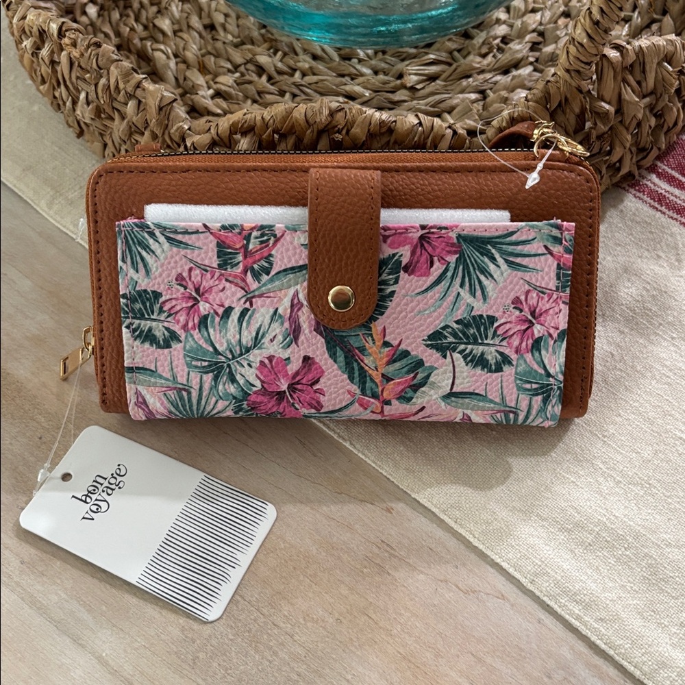 Floral Pink and Brown Wallet